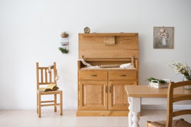 Vendita Online Tavolo  gamba tornita con piano in castagno finito naturale 